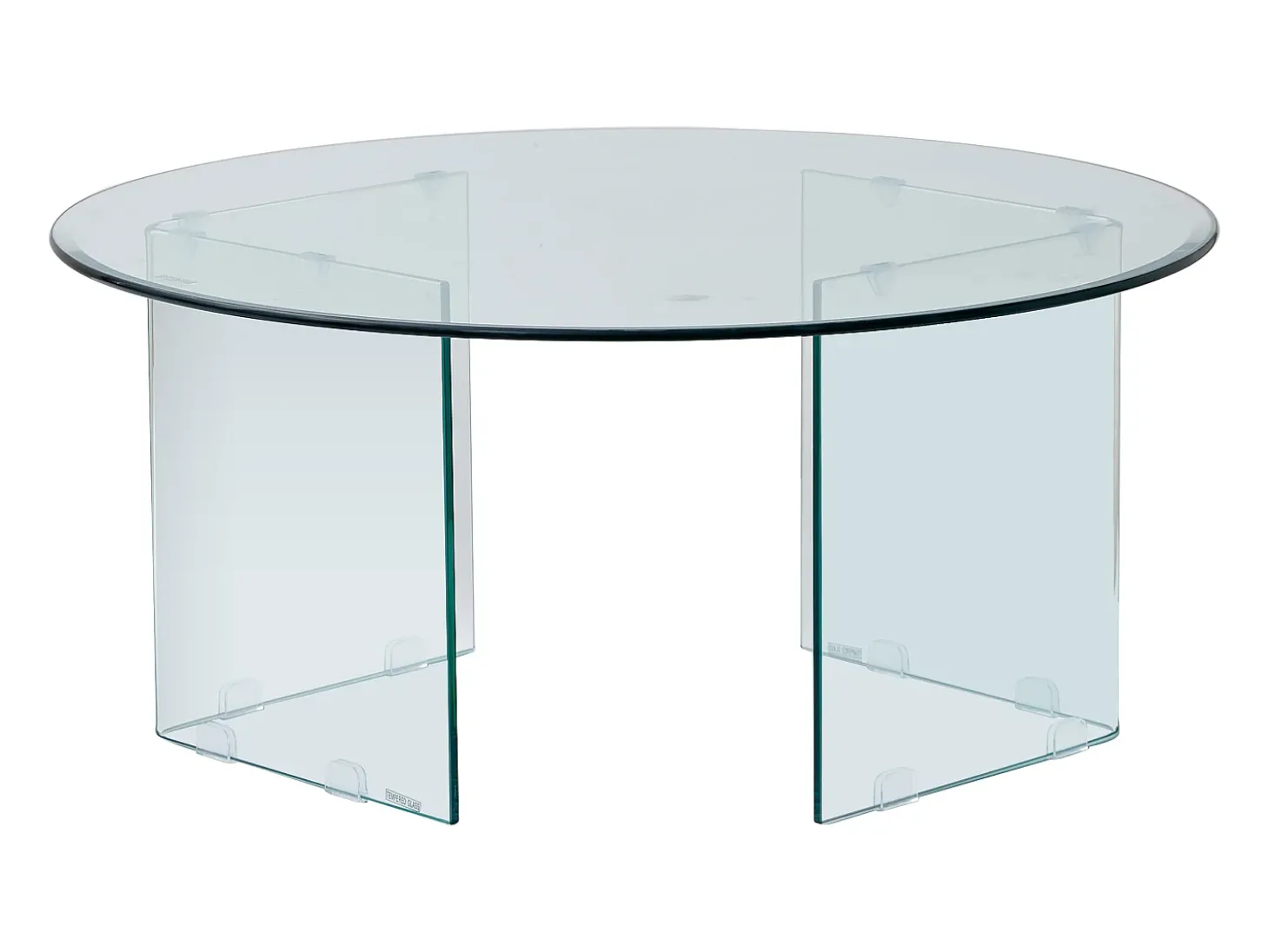 Mesa de centro redonda design em vidro temperado - Transparente - ADAMO