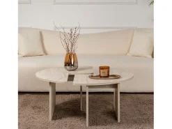 Mesa de centro redonda duo pinho atlântico 90cm - Modular e elegante