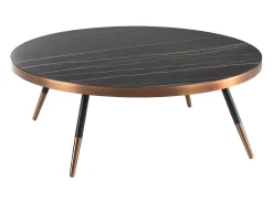 Mesa de centro redonda em mármore porcelânico e aço preto 2068 ANGEL CERDA