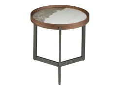 Mesa de centro redonda em mármore porcelânico, nogueira e aço metálico escuro 2130 ANGEL CERDA