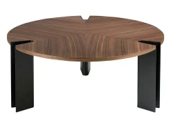 Mesa de centro redonda em nogueira e aço preto 2113 ANGEL CERDA
