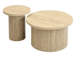 Mesa de centro redonda encastrável - MDF - Natural