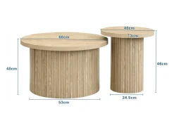 Mesa de centro redonda encastrável - MDF - Natural