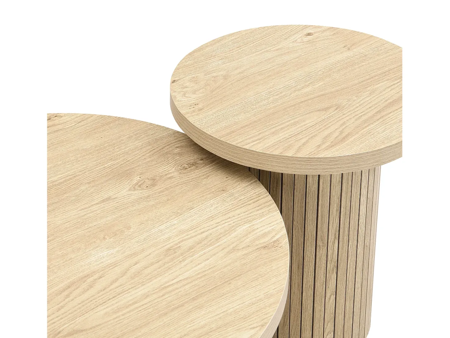 Mesa de centro redonda encastrável - MDF - Natural