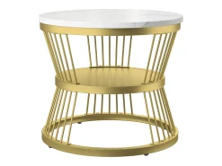 Mesa de centro redonda moderna com encaixe - Estrutura de metal, Mesa grande 70x45 cm, Mesa pequena 45x40 cm