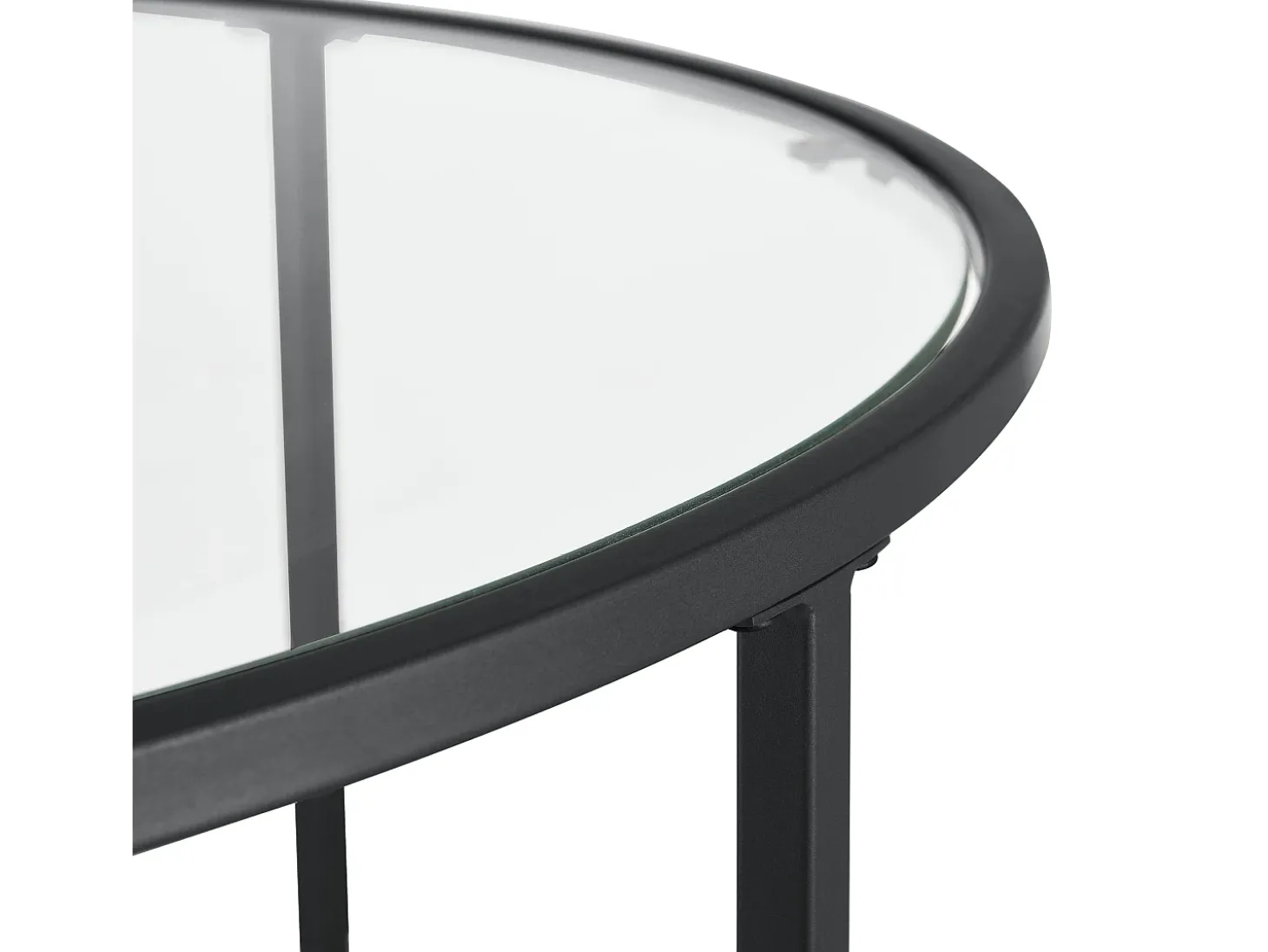 Mesa de centro redonda para sala de estar tampo de vidro pés de aço 84 cm preta 03_0006180