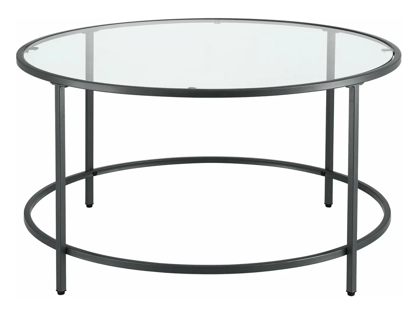 Mesa de centro redonda para sala de estar tampo de vidro pés de aço 84 cm preta 03_0006180