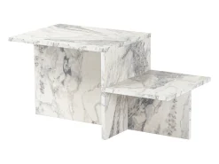 Mesa de centro retangular Harmony 80x40x40 cm efeito mármore Freesia, aglomerado melamínico, estilo escandinavo, sem arrumação