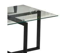 Mesa de centro retangular - Vidro temperado transparente - Metal preto - CHIARA