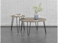 Mesa de centro retangular em aglomerado de partículas laminado Carvalho