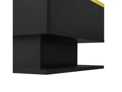 Mesa de centro retangular 100x50x32,5cm com compartimento de arrumação, corpo preto e tampo de vidro, LED incluído