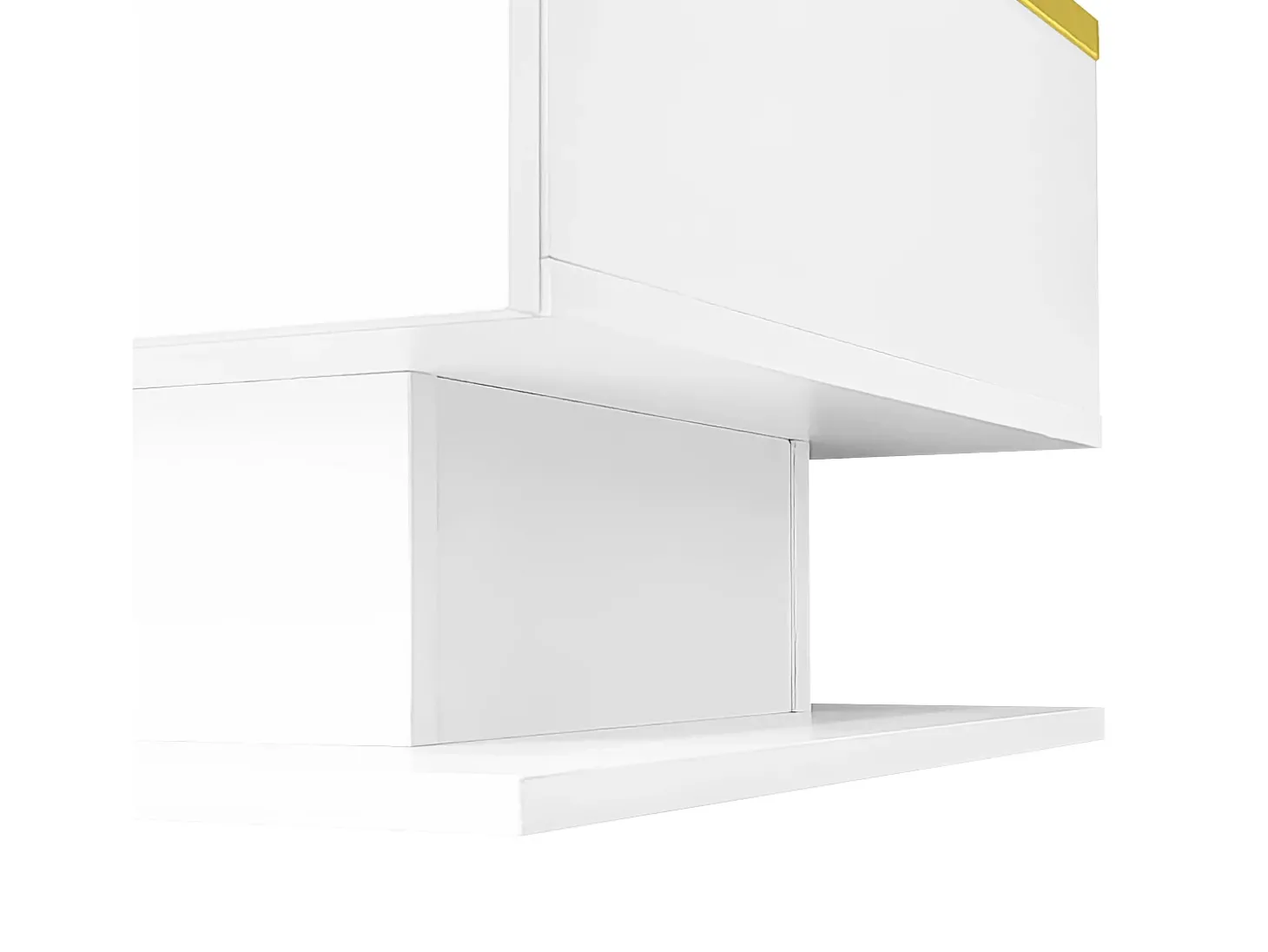 Mesa de centro retangular 100x50x32,5cm com compartimento de arrumação, corpo branco e tampo de vidro, LED incluído