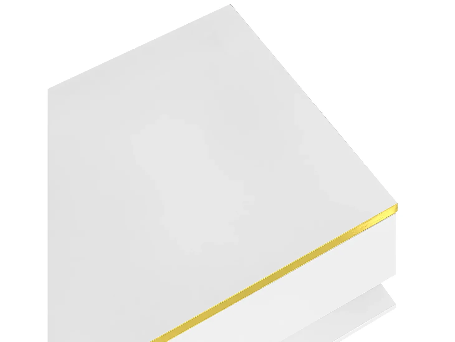 Mesa de centro retangular 100x50x32,5cm com compartimento de arrumação, corpo branco e tampo de vidro, LED incluído