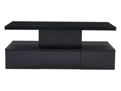 Mesa de centro retangular moderna lacada a preto com gaveta e LED