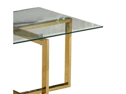 Mesa de centro retangular - Vidro temperado transparente - Metal dourado - CHIARA