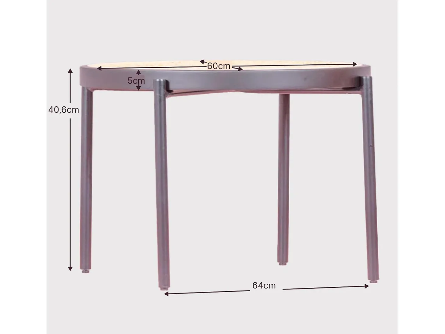 Mesa de centro retrô com detalhes em rattan natural (60cm) - North - Preto