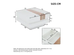 Mesa de centro retrátil 70x70x39cm - com espaço de armazenamento oculto e divisória - branca