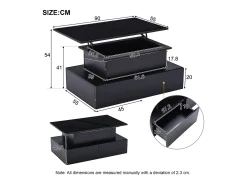 Mesa de centro reveladora com LED - 4 gavetas - Preto