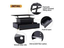 Mesa de centro reveladora com LED - 4 gavetas - Preto