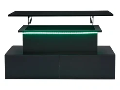 Mesa de centro reveladora com LED - 4 gavetas - Preto