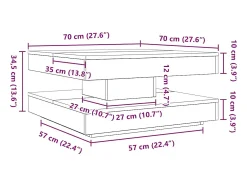 Mesa de centro rotativa a 360 graus 70x70x34,5 cm sonoma cinza