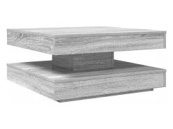 Mesa de centro rotativa a 360 graus 70x70x34,5 cm sonoma cinza