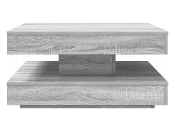 Mesa de centro rotativa a 360 graus 70x70x34,5 cm sonoma cinza