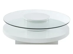 Mesa de centro RYHALI - Tampo giratório, vidro temperado/MDF