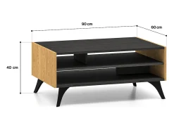 Mesa de centro Soah madeira e preto 40cm