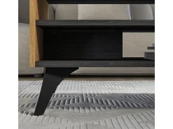 Mesa de centro Soah madeira e preto 40cm