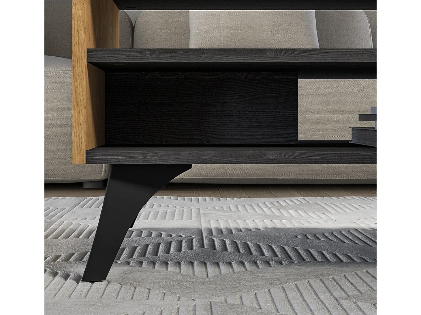 Mesa de centro Soah madeira e preto 40cm