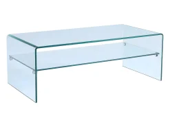 Mesa de centro STILEOS - Tampo duplo - Vidro temperado curvado
