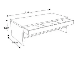 Mesa de centro TRIGO com gaveta na cor Branco brilhante - comprimento 118 cm