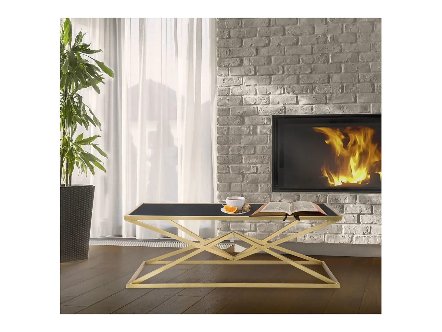 Mesa de Centro Triângulos, Preto, 110x60x45 cm, Kendra Home