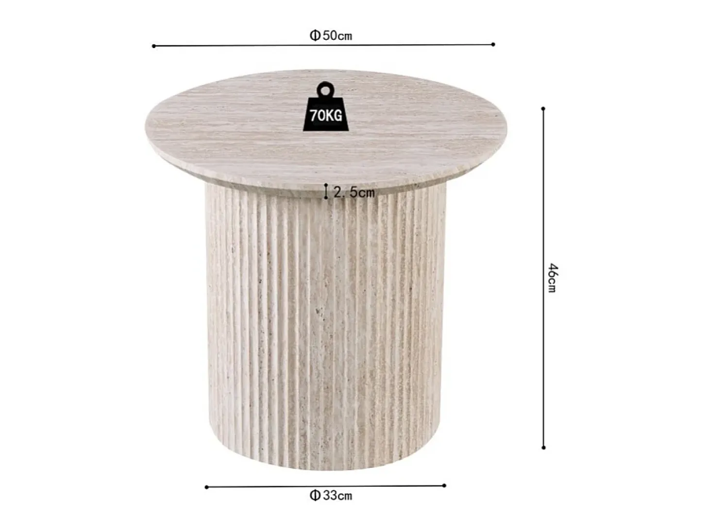 Mesa de centro VAGOS – Cor carvalho claro – Mesa de centro redonda Ø50 cm – MDF – Design moderno e natural