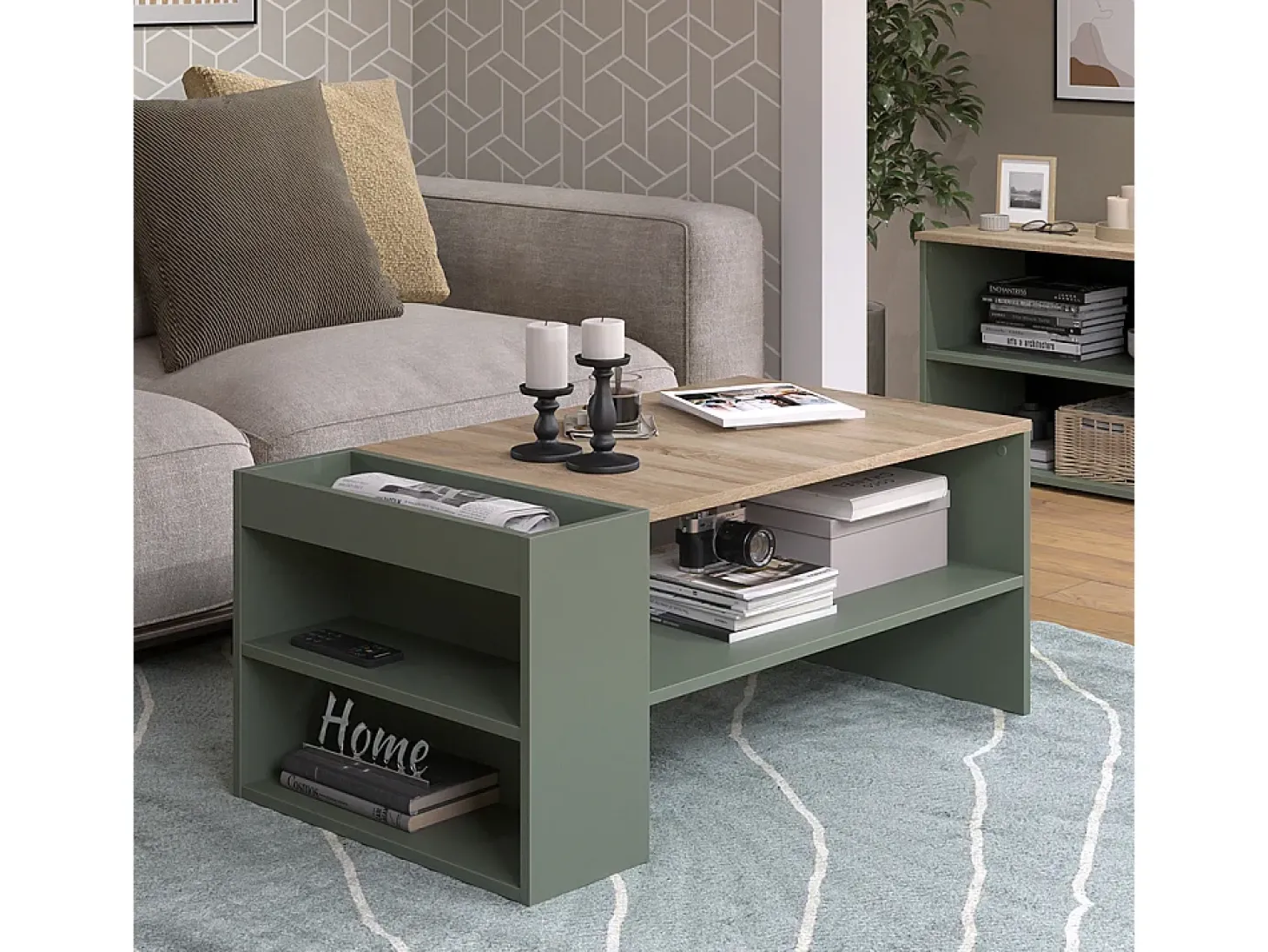 Mesa de centro verde 100x55x42 wido