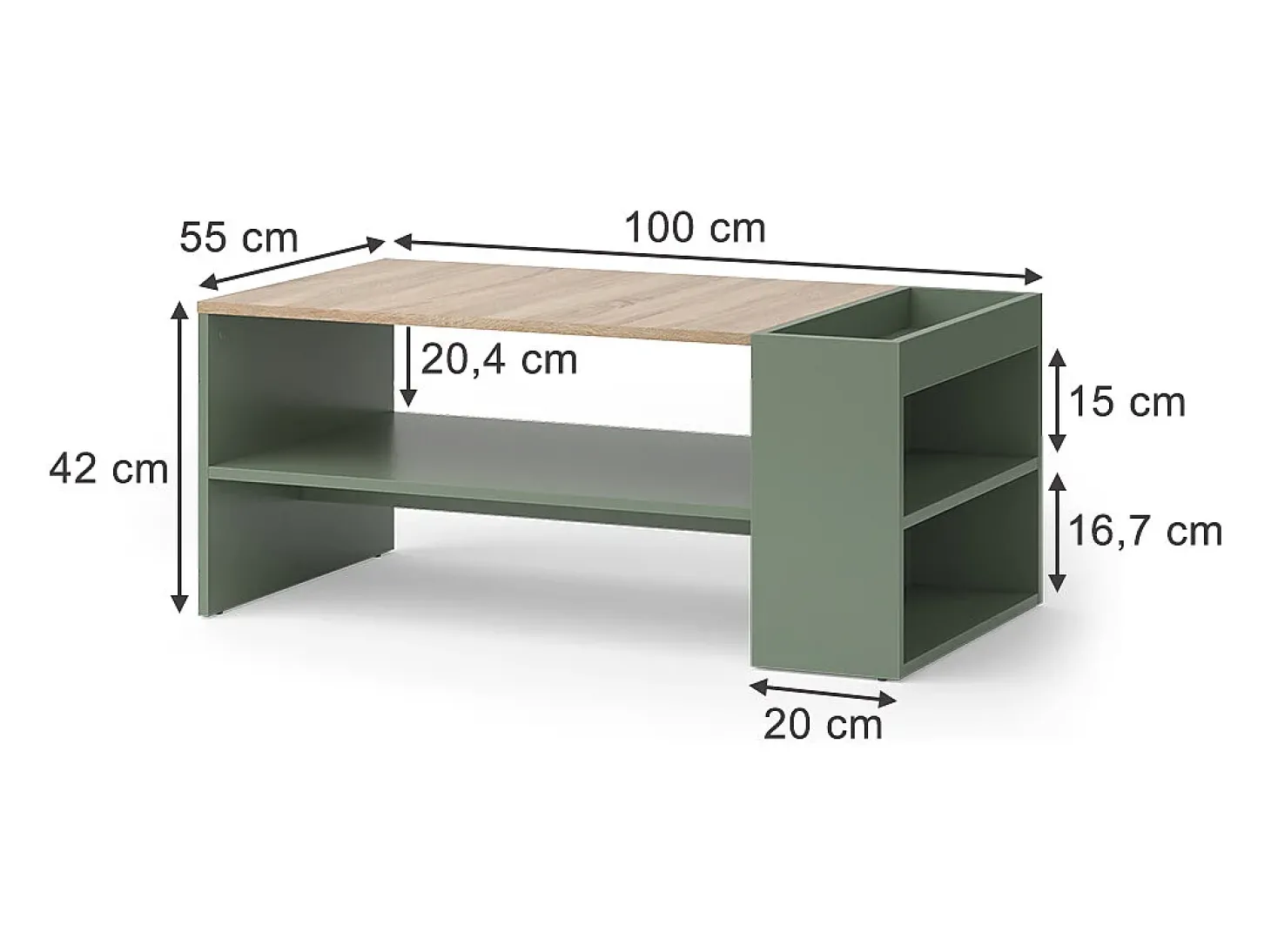 Mesa de centro verde 100x55x42 wido