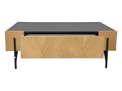 Mesa de centro vintage em madeira clara com gaveta integrada SEQUOIA