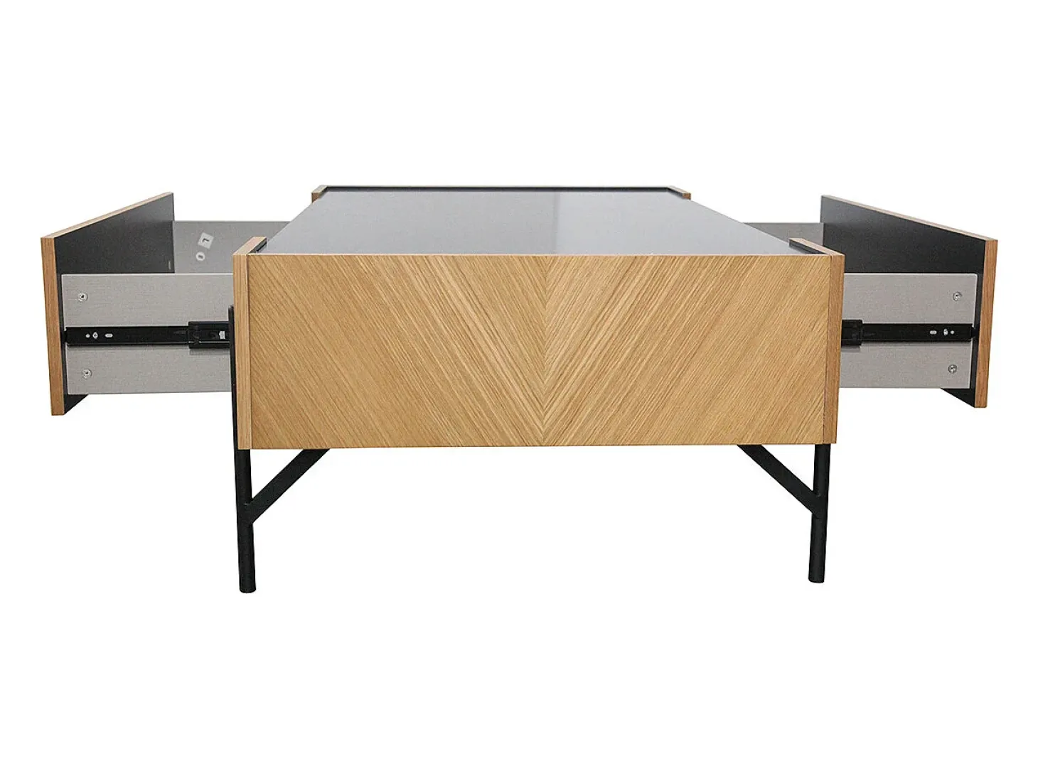 Mesa de centro vintage em madeira clara com gaveta integrada SEQUOIA