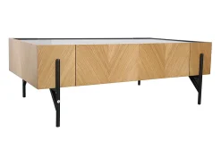Mesa de centro vintage em madeira clara com gaveta integrada SEQUOIA