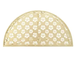 Mesa de centro vintage semicircular metal 72x36x74 cm dourado PT985976