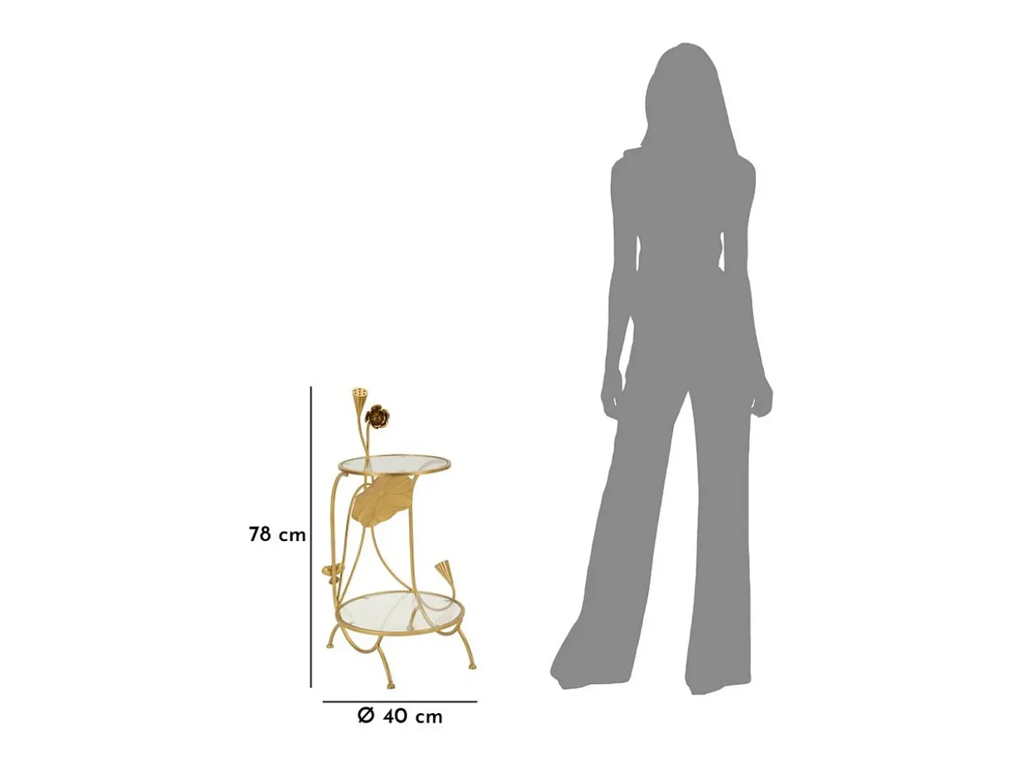 Mesa de Centro VKH803, Ouro, 40x40x78 cm, Kendra Home
