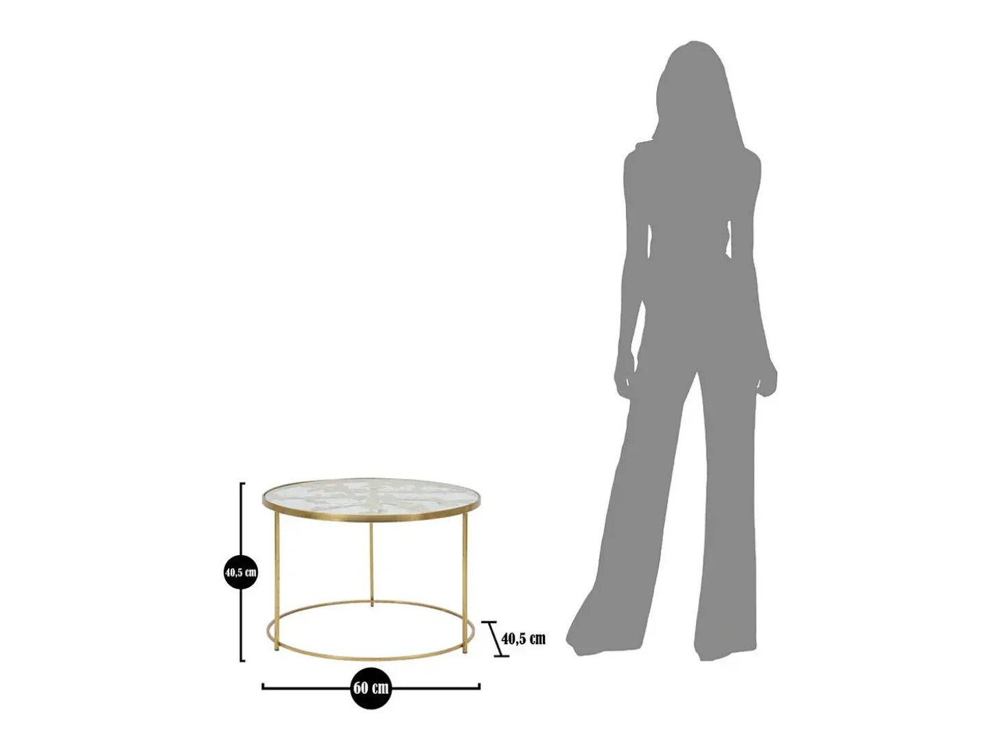Mesa de Centro VKH559, Ouro, 60x60x40,5 cm, Kendra Home