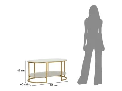 Mesa de Centro VKH791, Ouro, 90x60x45 cm, Kendra Home