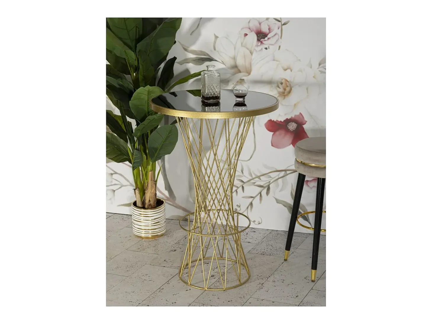 Mesa de Centro VKH805, Ouro, 70x70x103 cm, Kendra Home