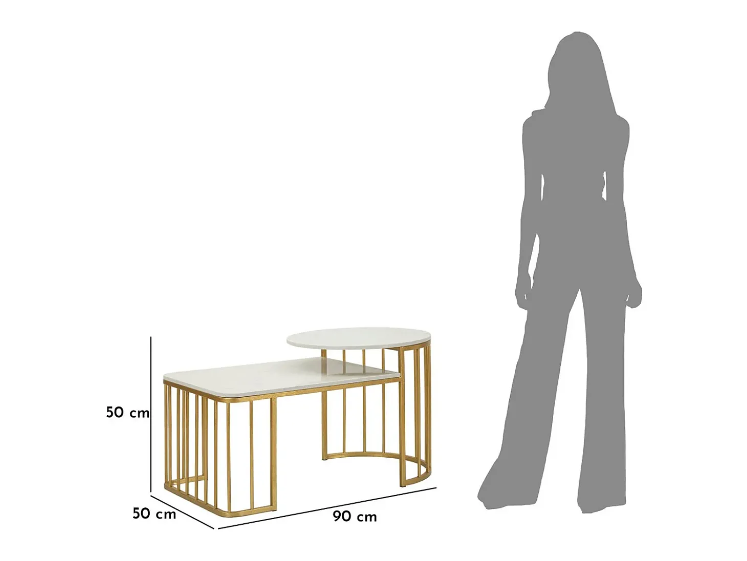 Mesa de Centro VKH792, Ouro, 90x50x50 cm, Kendra Home