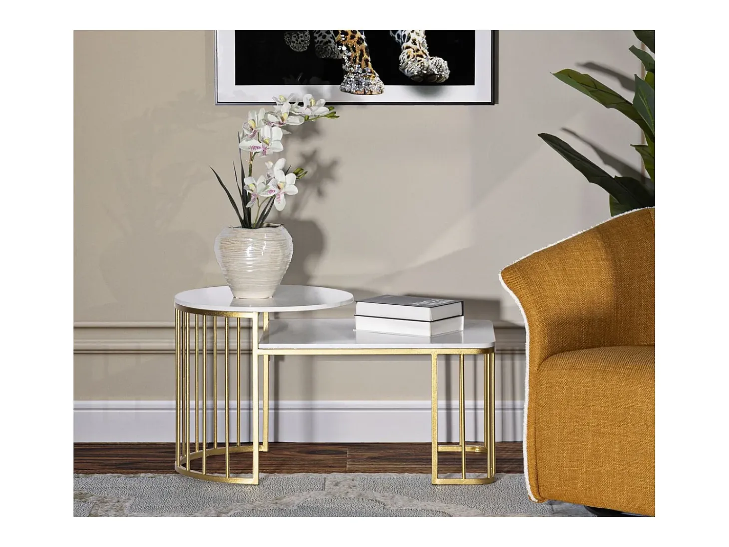 Mesa de Centro VKH792, Ouro, 90x50x50 cm, Kendra Home