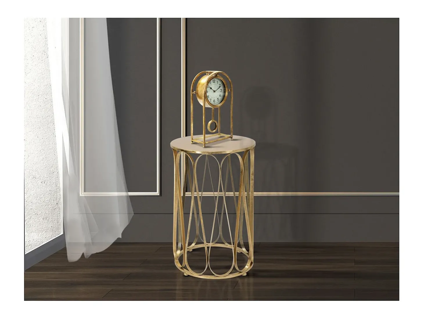 Mesa de Centro VKH520, Ouro, 37x37x58 cm, Kendra Home