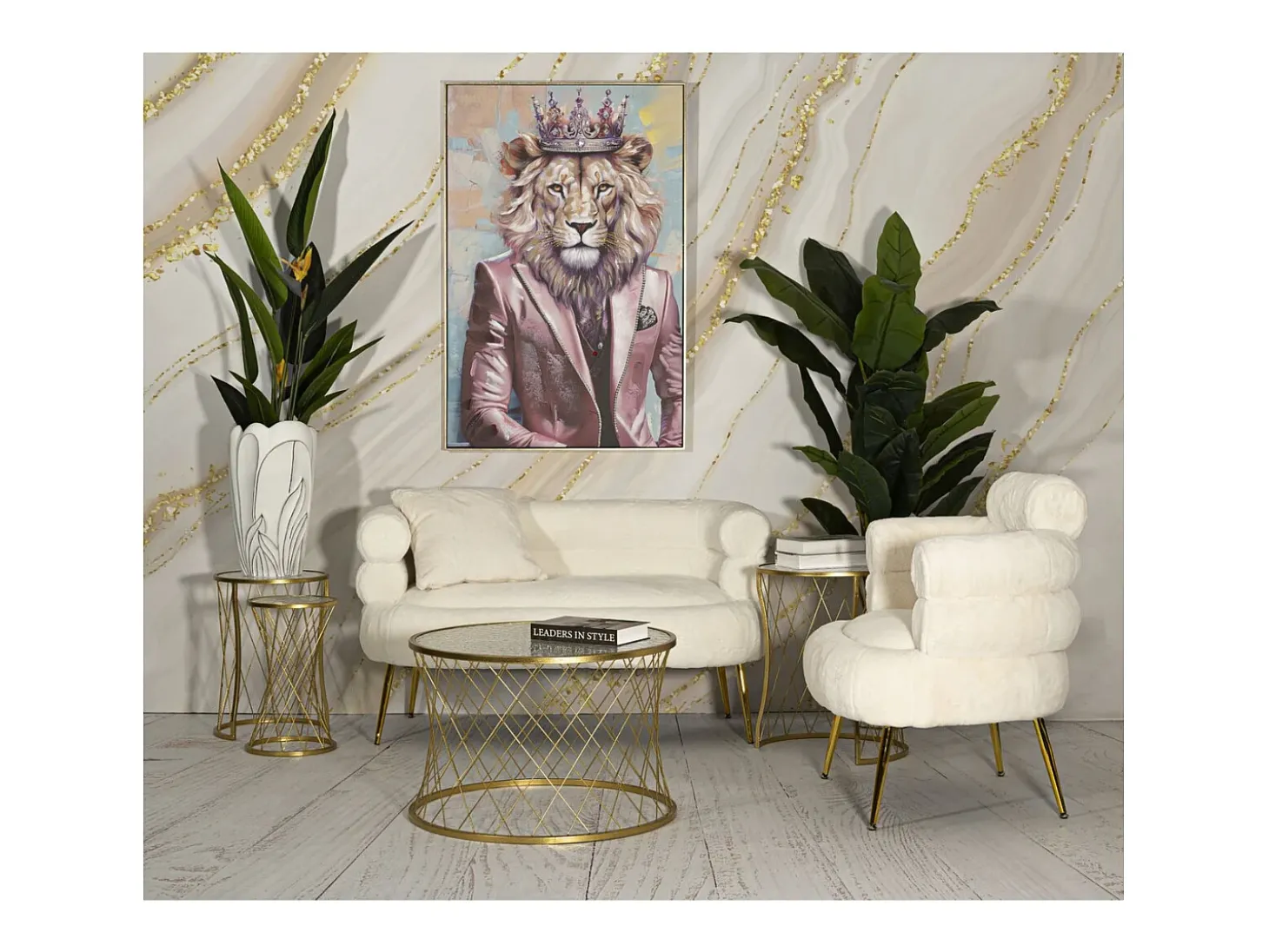 Mesa de Centro VKH567, Ouro, 70x70x45 cm, Kendra Home