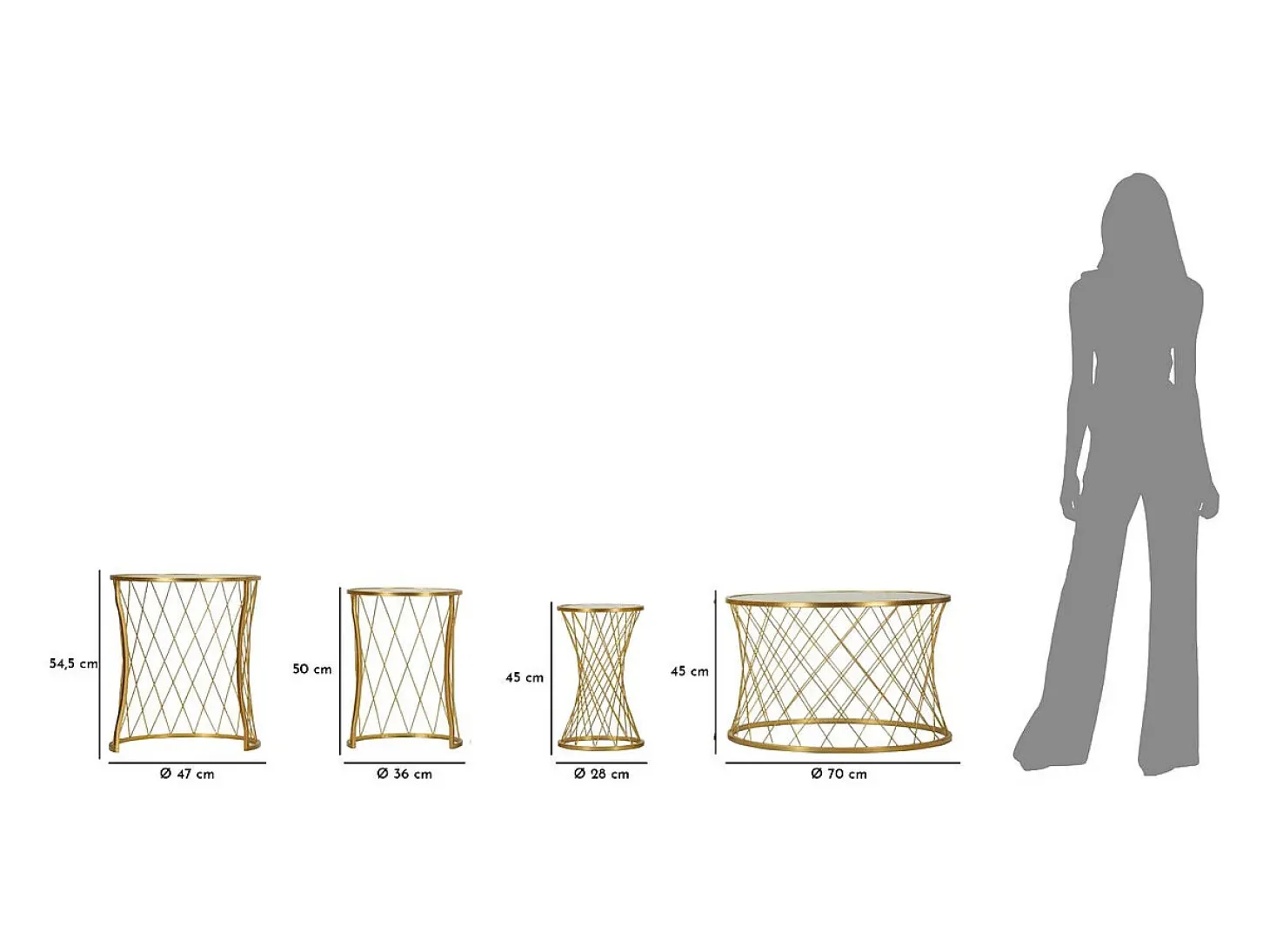 Mesa de Centro VKH567, Ouro, 70x70x45 cm, Kendra Home